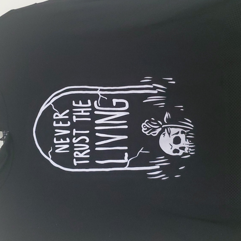 BlackCraft Black Hoodie with Tombstone Classic Graphic "Never Trust The Living" - Picture 2 of 14